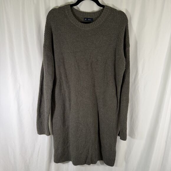 Gap Sweater Dress Women's Medium Green Knit Long Sleeve Cotton Blend - Picture 1 of 10
